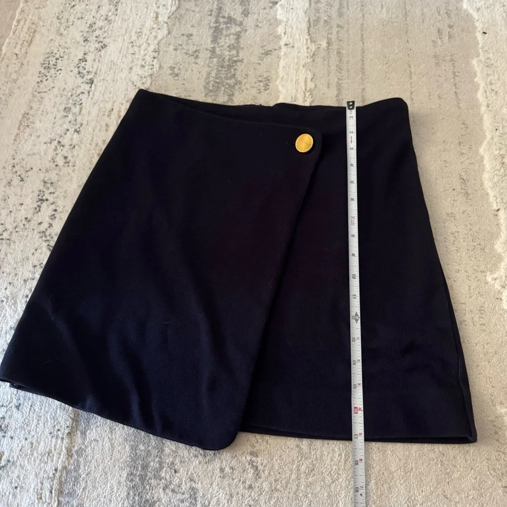 Ann Taylor Loft rich navy faux wrap asymmetrical skirt